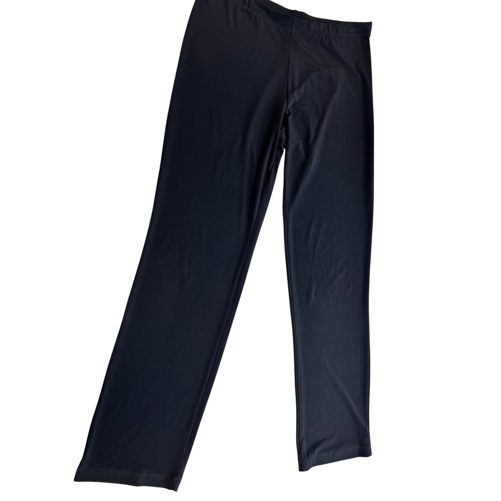 Eileen Fisher Pants Womens L Black‎ Excellent Stretch Crepe Straight Leg Pull On